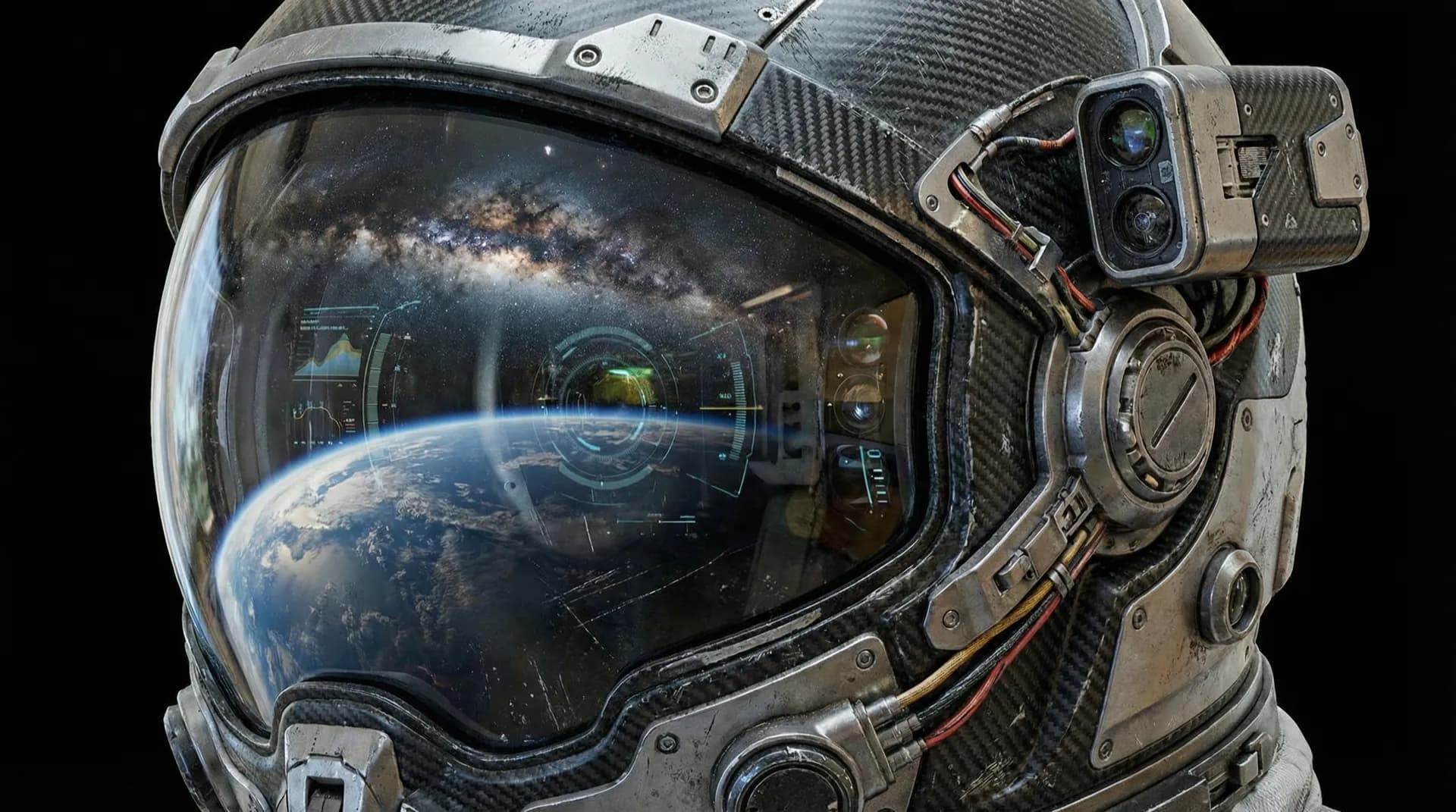 Шлем космонавта с отражением Земли — технология питания космонавтов