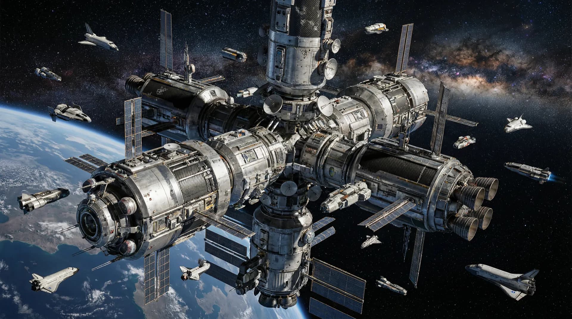 Международная космическая станция на орбите Земли